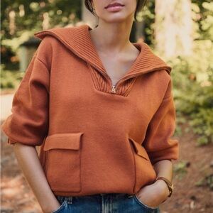 ANTHROPOLOGIE Warm Rust V-Neck Sweater